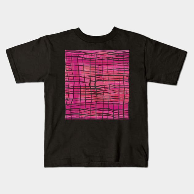 Funky Pink Plaid Kids T-Shirt by art64